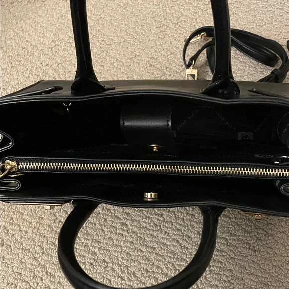 Anne Klein Black Satchel with Gold Accents - Picture 8 of 11